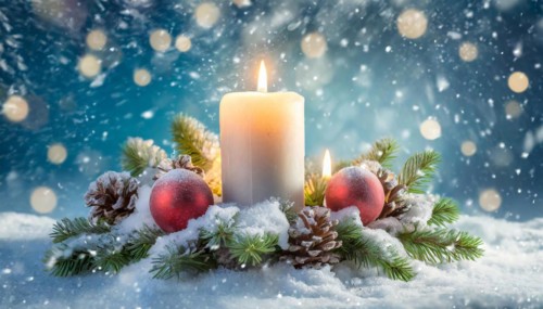 Ai generated, Advent wreath with burning candles, Christmas time, Christmas decoration, 1st Advent,