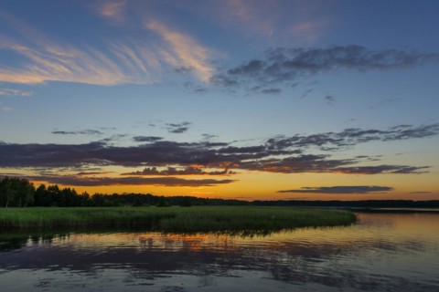 Landscape in the evening light, evening sun, evening sky, sunset, seascape, natural landscape,