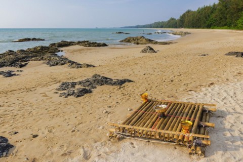 Beach landscape at Silent beach with gift for victims of the tsunami in Khao lak, beach, sandy