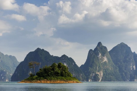 Limestone rocks in Cheow Lan Lake in Khao Sok National Park, nature, travel, holiday, lake,
