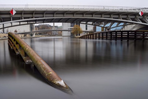 Long exposure, detail photo, Kronprinzenbruecke in the government district, Berlin, Germany, Europe