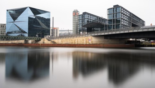 Long exposure, Cube at the main railway station, Berlin, Germany, Europe