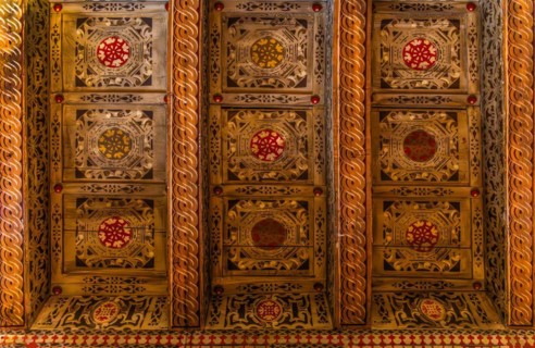 Ceiling decorations, Museo Civico d'Arte, Palzuo Ricchieri, old town centre with magnificent