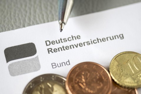 German pension insurance, document, biros, coins, euro