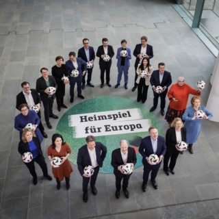 The cabinet members photographed as part of a group photo during EURO24, 100 days in front of the
