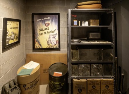Lansing, Michigan, The Michigan History Museum. A bomb shelter is displayed. Many residents built