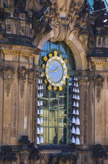 Porcelain carillon at the carillon pavilion of the Dresden Zwinger, a jewel of Saxon baroque,