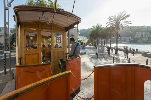 Historic tramway, Port de Soller, Majorca, Majorca, Balearic Islands, Spain, Europe