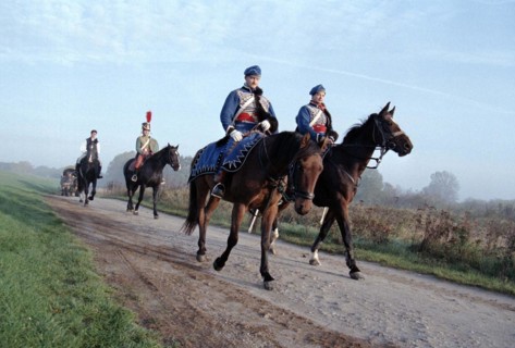 Participants of a cavalry march from Bad Dueben to Leipzig on 16 October 1998. On the 185th