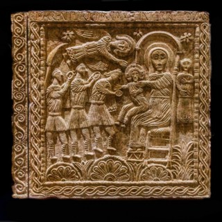 Ratchis Altar with Adoration of the Magi with the Mother of God on the throne, 8th century, Museo