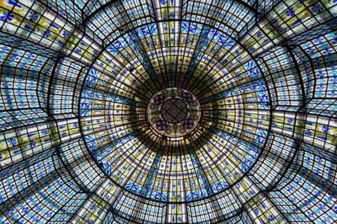 Dome, Art Nouveau, Printemps department stores', Paris, Ile-de-France, France, Europe