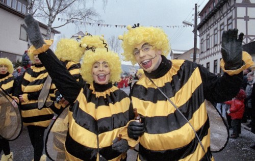 Carnival in Wasungen, Thuringia on 13.02.1999. The Wasungen carnival is known for its popular