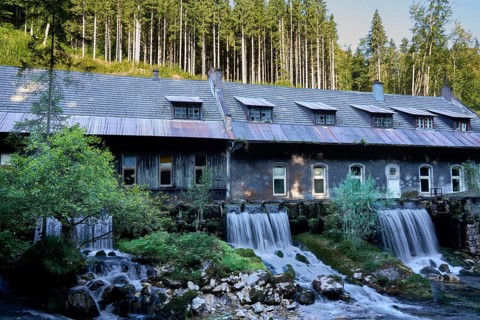 Old scythe factory Schroeckenfux, scythe forge, on the Brauner Weg hiking trail or scythe theme