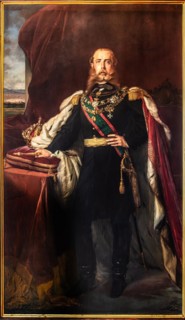 Painting by Santiago Rebull showing Maximilina of Mexico in the Thonsaal, interior in