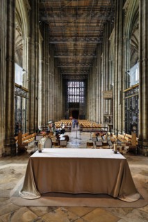 Canterbury Cathedral, The Cathedral of Christ Church, interior view, nave with altar, Canterbury,