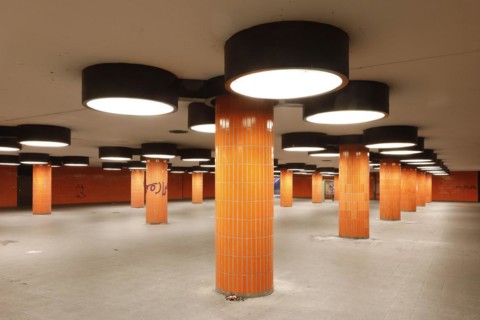 Subway of the Messedamm at the ICC in Berlin. The pedestrian tunnel between the International
