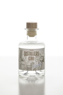 A bottle of gin on a white background