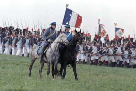 Actors in historical uniforms re-enact the battle in historical battle scenes on the 185th