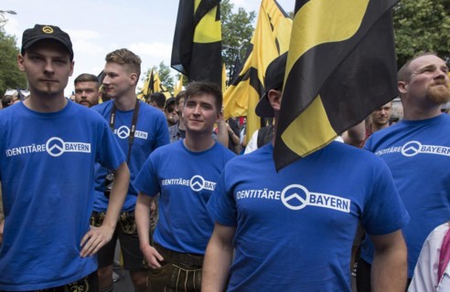 Demonstration by the Identitarian Movement. Several hundred supporters of the Identitarian Movement