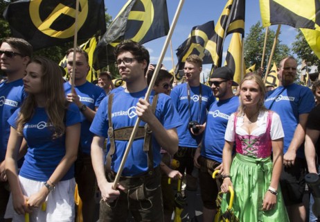 Demonstration by the Identitarian Movement. Several hundred supporters of the Identitarian Movement