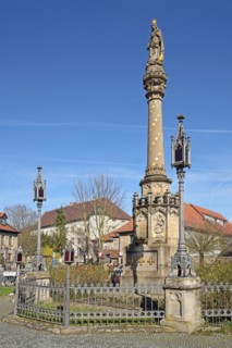 Marian column with Madonna figure, Marienplatz, Wiesentheid, Lower Franconia, Franconia, Bavaria,
