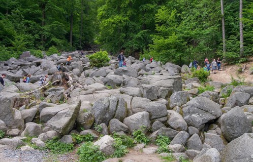 Sea of rocks on the Felsberg above Lautertal-Reichenbach in the Vorderer Odenwald, Hesse, Germany,