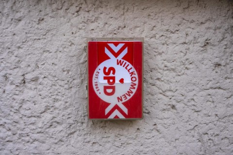 Party advertising on a building facade, Berlin, Germany, Europe