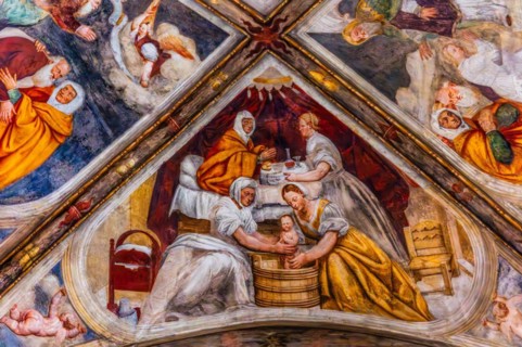 Ceiling frescoes, Duomo di San Marco, old town centre with magnificent aristocratic palaces and