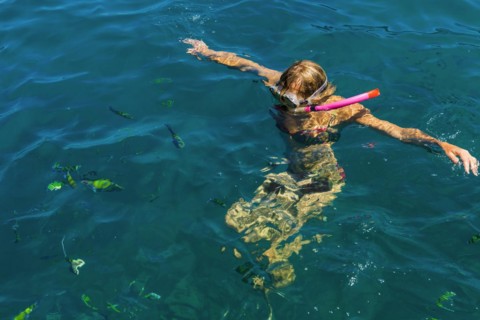 Snorkelling in the sea, snorkelling holiday, active holiday, tropical, exotic, woman, swimming,