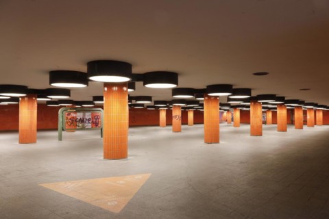 Subway of the Messedamm at the ICC in Berlin. The pedestrian tunnel between the International