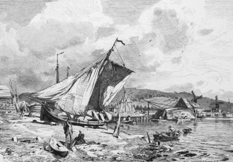 Apenrade Fjord, town of Apenrade, South Jutland, Baltic Sea, harbour, boatyard, sailing ships,