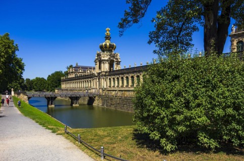 South-west side and southern corner of the Dresden Zwinger, a jewel of Saxon Baroque, in Dresden,