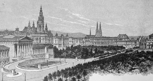 Franzensring and parliament building, state parliament, square, park, cityscape, city centre,