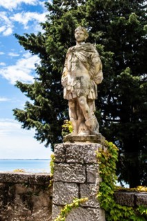 Castle garden, Duino Castle, with spectacular sea view, private residence of the Princes of Thurn