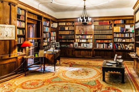 Library, Duino Castle, with spectacular sea view, private residence of the Princes of Thurn und