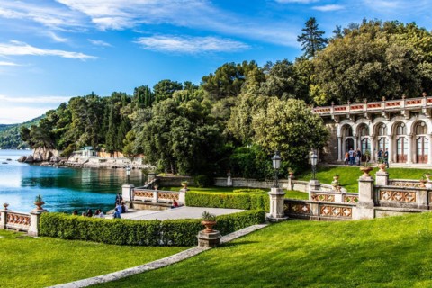 Park of Miramare Castle with marvellous view of the Gulf of Trieste, 1870, residence of Maximilian