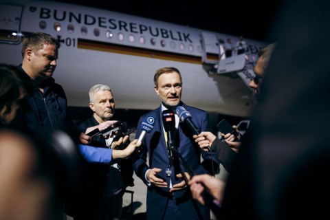 Christian Lindner (FDP), Federal Minister of Finance, gives a press statement after the G20, G7