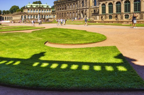 Picturesque scenery in the inner courtyard of the Dresden Zwinger, a jewel of Saxon Baroque,