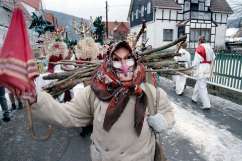 Carnival in Wasungen, Thuringia on 13.02.1999. The Wasungen carnival is known for its popular