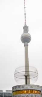 Long exposure, World Time Clock at Alexanderplatz, Berlin, Germany, Europe