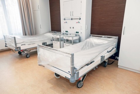 Beds in a hospital room in Berlin, 25/01/2019
