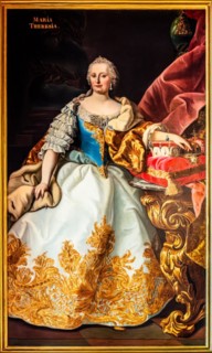 Painting showing Maria Theresa, Neo-Renaissance, Neo-Baroque interior, Miramare Castle with