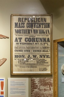 Lansing, Michigan, The Michigan History Museum. A poster advertises an 1856 Republican Party