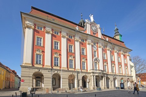 Baroque town hall built in 1717 Landmark, market square, Bad Windsheim, Middle Franconia,