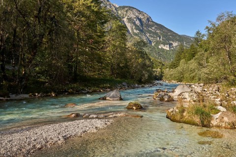 Soca River in the Trenta Valley, Soca Valley, Trenta Valley, Triglav National Park, Julian Alps,