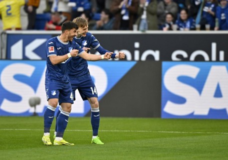 Goal celebration Maximilian Beier TSG 1899 Hoffenheim (14) and Umut Tohumcu TSG 1899 Hoffenheim