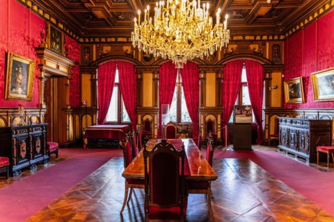 Moewen Hall, Neo-Renaissance and Neo-Baroque interiors, Miramare Castle with marvellous view of the