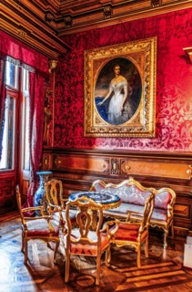 Conversation room, interior in neo-renaissance, neo-baroque style, Miramare Castle with marvellous