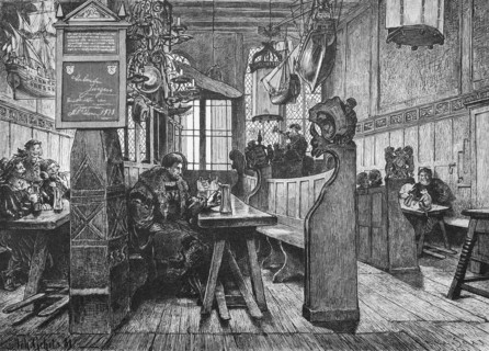 In the Schifferhaus zu Luebeck, historical restaurant of the Schiffergesellschaft, wood panelling,