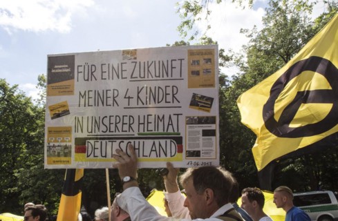 Demonstration by the Identitarian Movement. Several hundred supporters of the Identitarian Movement